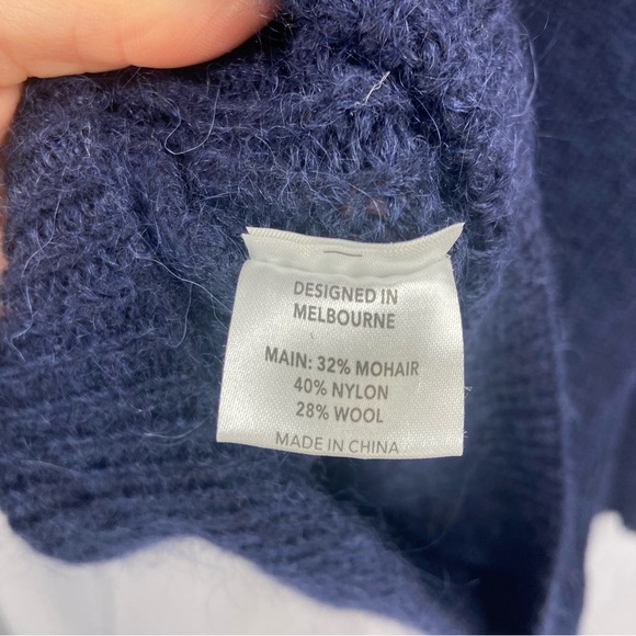NWT Once Was Melbourne Blue Mohair Wool V- Neck Sweater Size Small - Picture 3 of 11